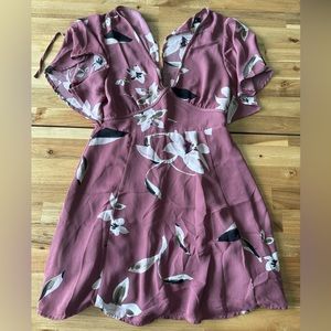 Dynamite pink floral dress with tie.